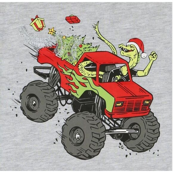 NWT Dot & Zazz Boys XL 16 Truck Santa Lizard Christmas Short Sleeve Top Cruise - Picture 3 of 10